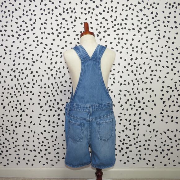 The Children’s Place Medium Wash Denim Distressed Jean Girls Shortalls - Picture 3 of 6